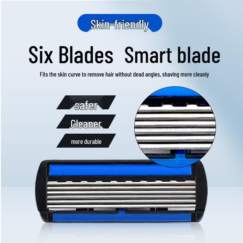 6-Layer Ultra-Thin Men's Razor with Replaceable Anti-Scratch Heads