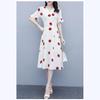 2024 Summer Women's Korean Style Plus Size Polka Dot Dress - Flattering Loose Fit for a Youthful Look