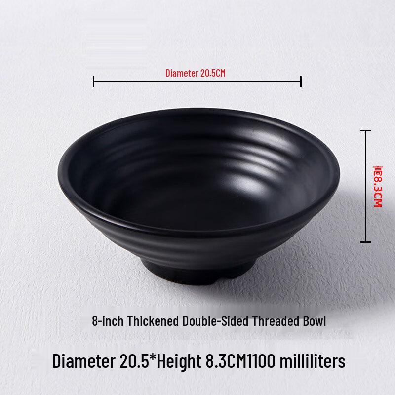 Frosted Black Melamine Ramen Bowl - 8 inch, 5-Pack