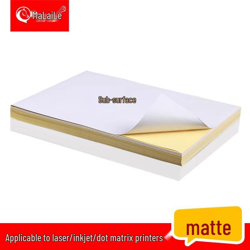 A4 Matte Self-Adhesive Printing Paper - 100 Sheets