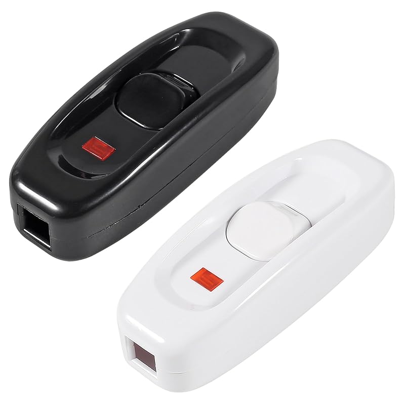 2pcs Inline Cord Switch, AC 250V 6A On-Off Lamp Control Appliance Switch for Bedroom Table Lamp Desk LED Lights(White)