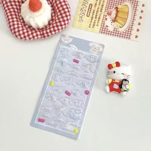 Kindao 3D Stickers Set 6 Sheets Cute Stylish Decorative Stickers for Girls Christmas Birthday Craft Phone Notebook Decorations