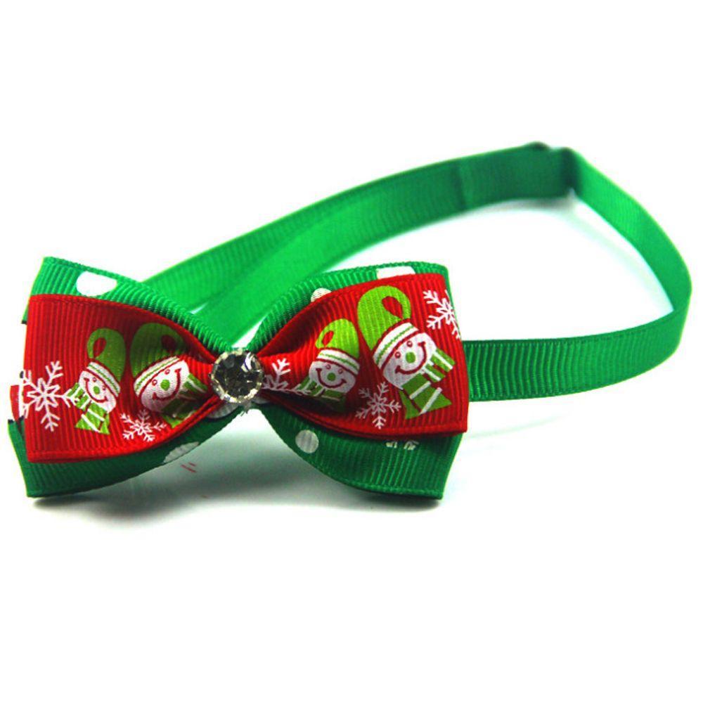 3 Pcs Cat Dog Snow Flakes Adjustable Christmas Collar Necktie Pet Bow Ties