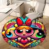1pc Powerpuff Girls Stained Glass Round Carpet - Anime Design Chair Mat