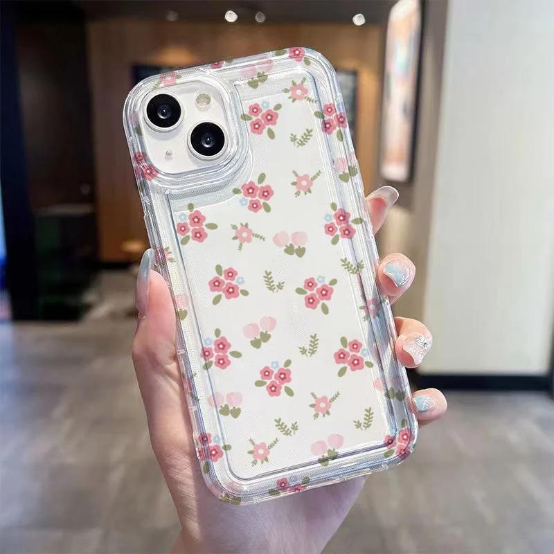 Flower Branch Soft Case For iPhone 13 11 12 14 15 Pro Max 7 8 Plus SE   X XR XS Anti-drop Airbag Shockproof Phone Cover