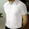 Solid-color Short-sleeved Trendy New Vertical Striped Lapel POLO Shirt