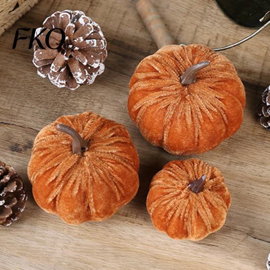 Halloween Seasonal Decorative Pumpkins Small Velvet Pumpkin Thanksgiving Table Centerpiece, Soft Reusable Party Decorations Stuffed for Fall
