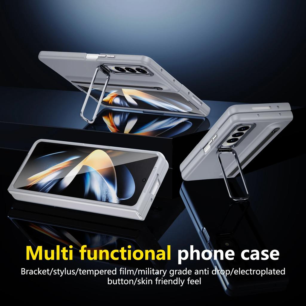S držákem na stylusové pero Funda pouzdro na telefon pro Samsung Galaxy Z Fold 7 6 5 4 3 Přední sklo Kovový objektiv Stojánek PC Ochranný kryt Capa