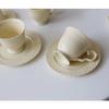 Retro Relief Texture Coffee Cup and Plate Two Piece Set of Classic Afternoon Tea Coffee Cup Ceramic Water Cup Mug Milk Cup