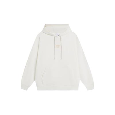 Li-Ning Sports Trend Series Letter Print Solid Color Hoodie Unisex Tops Milk-White AWDS921-4