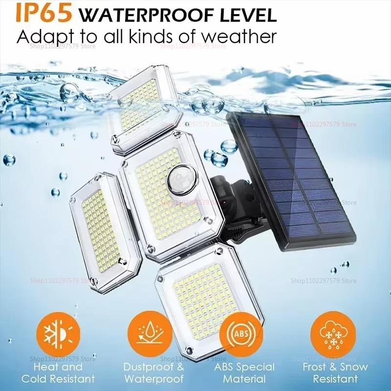 Solar Outdoor Light 122/333 LED Solar Security Flood Light with 3 Modes Adjustable Lighting Street Light for Garage Garden Patio