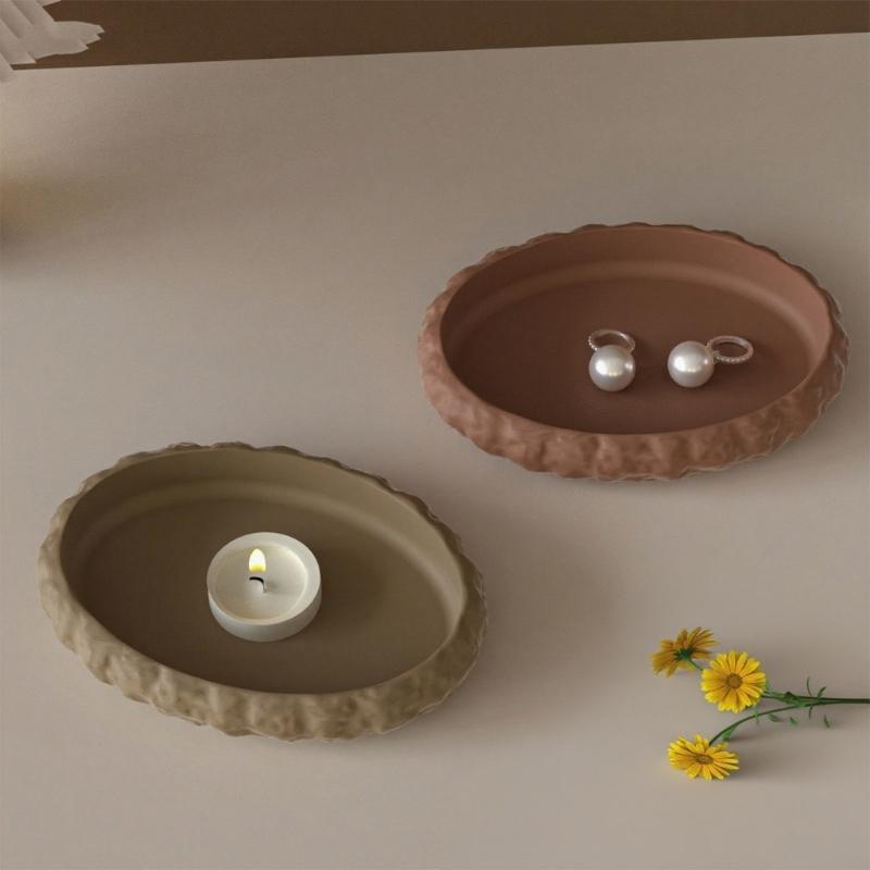 Oval Shape Rock Texture Mirror Surfaces Silicone Mold For Tray Dish Crafting Making Resin Jewelry Organiser Mould