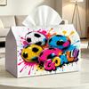 2D Flat Colorful Soccer Goal Tissue Box Compatible Toilet Paper Napkin Desktop Decoration Dual-Use Smooth Dispenser Multifunctional Storage High Aesth