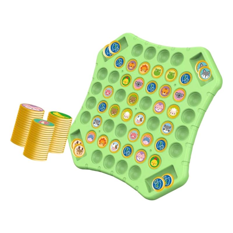 Kids Cartoon Theme Interactive Flip Chess Board Game Toy with Fruit/Animal Design for Logical Thinking and Social Fun