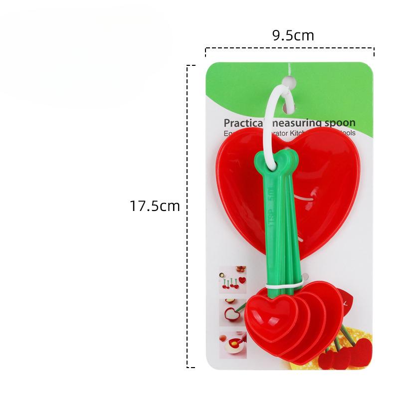 

Набор из 5 пластиковых мерных ложек в форме сердца для кухонных приправ, оснащенных мерными ложками и мерными ложками 5PCS