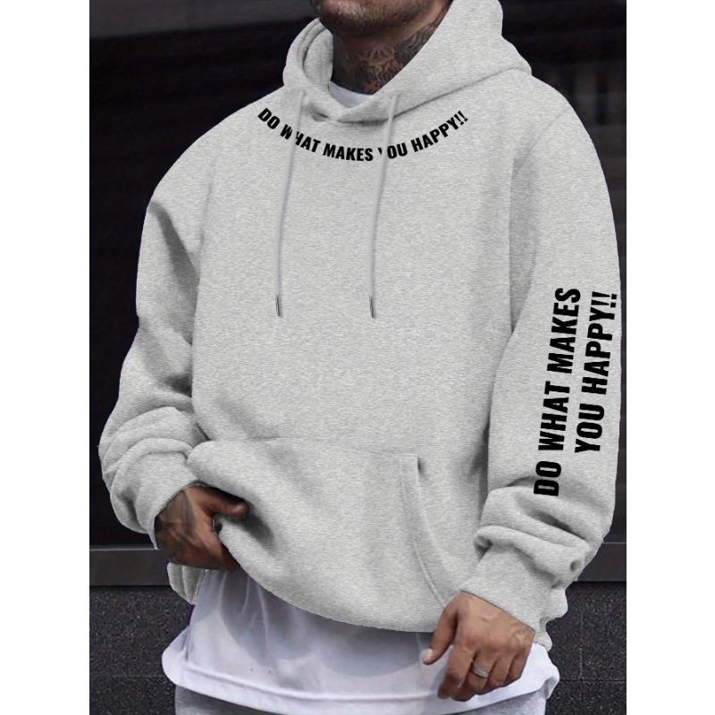 Spring/Autumn New Printed Men's Drawstring Hoodie with Kangaroo Pocket