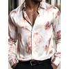 Men's Floral Pattern Rose Shirt, Long Sleeved Retro Vacation Daily Wear, Summer and Spring 3D Printed Shirt