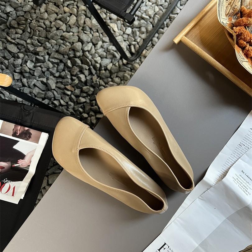 Simple square head shallow mouth flat sole shoes women's spring 2025 new commuting temperament gentle four-season ladyshoes