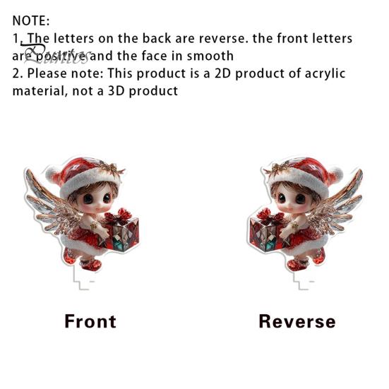 Durable Acrylic Holiday Gift Xmas Ornament, 2D Flat Tree Gingerbread Man Ornament with Christmas Desk Accessories Rotatable Base, Table Centerpiece