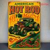 Vintage Hot Rod Tin Sign 8x12 Inch Classic Car Flames Metal Wall Art Retro Garage Decor