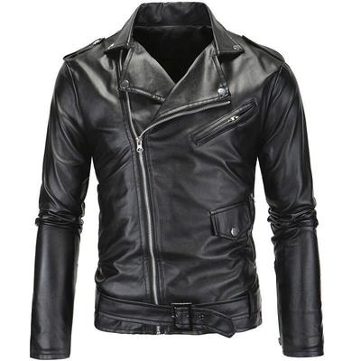 Autumn and Winter Velvet New Casual Fashion Men's Slim Fit Jacket Motorcycle PU Leather Jacket  All Match  Top