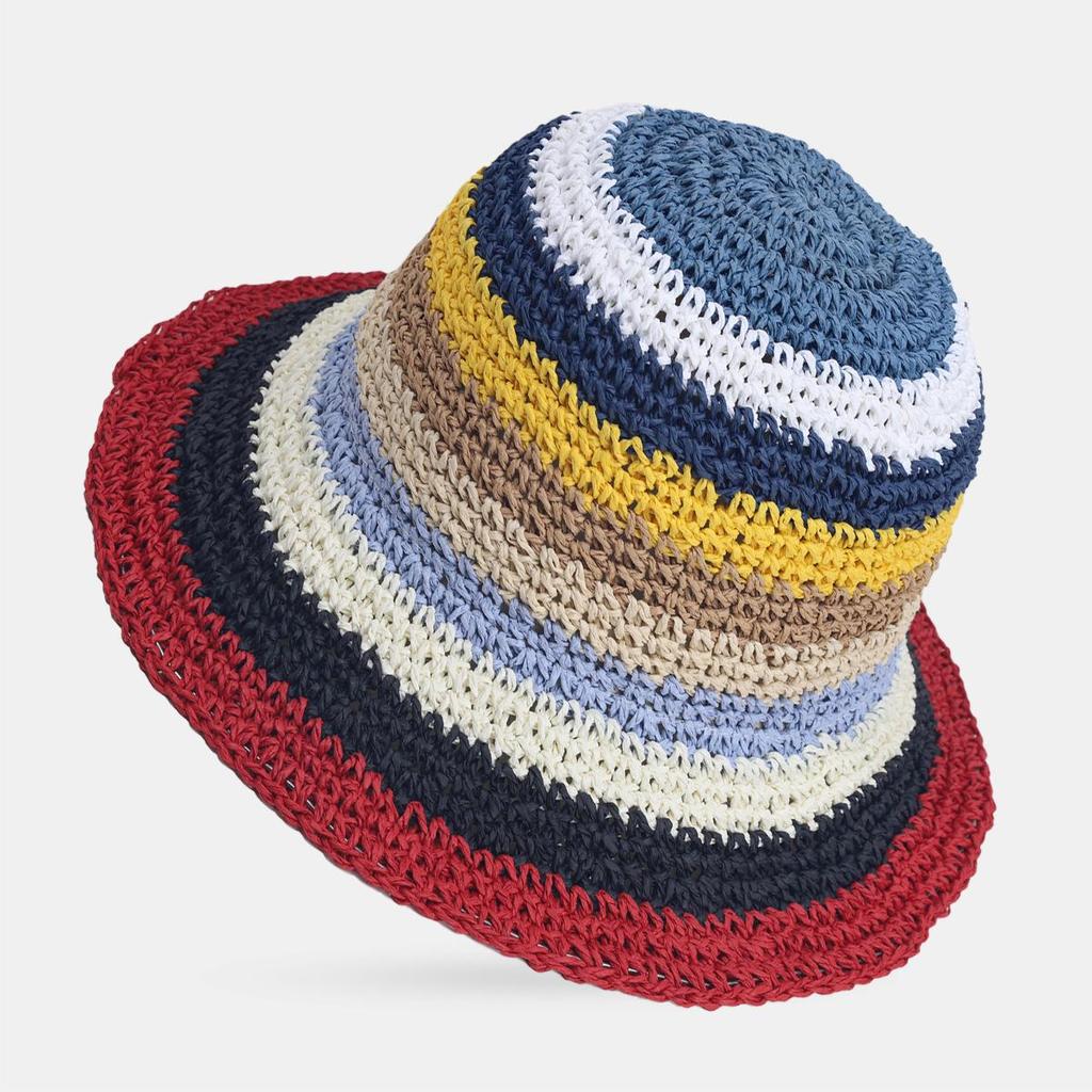 Damen Sommer Regenbogen Dopamin Breitkrempen Sonnenhut - Atmungsaktiv, UV-Schutz.