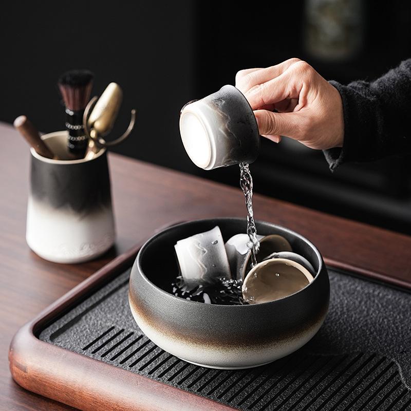 Coarse pottery Kung Fu tea set, household ceramic tea cup, simple office set, light luxury, high-end high-end gifts