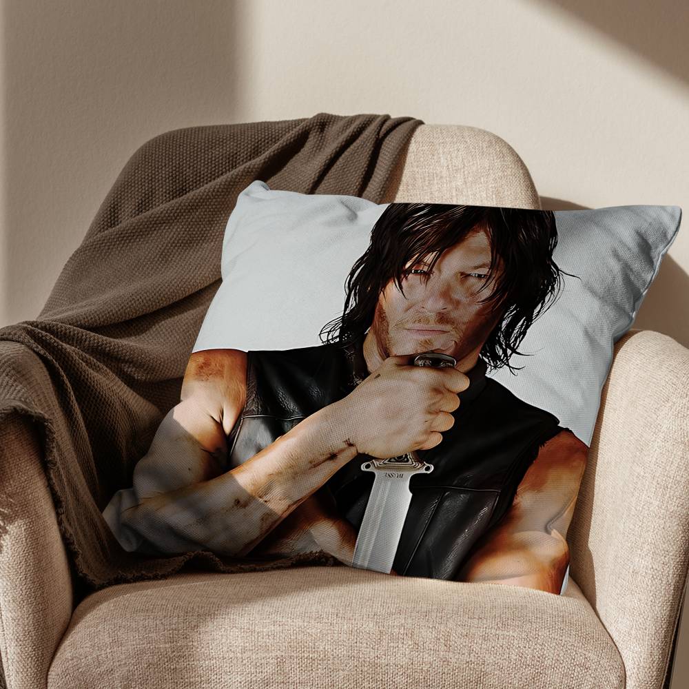 COOL Daryl T-The Walking Dead Pillow Case Square Double-Sided Printing Short Plush Sofa Cushion Cover Bedroom Bedside Pillow