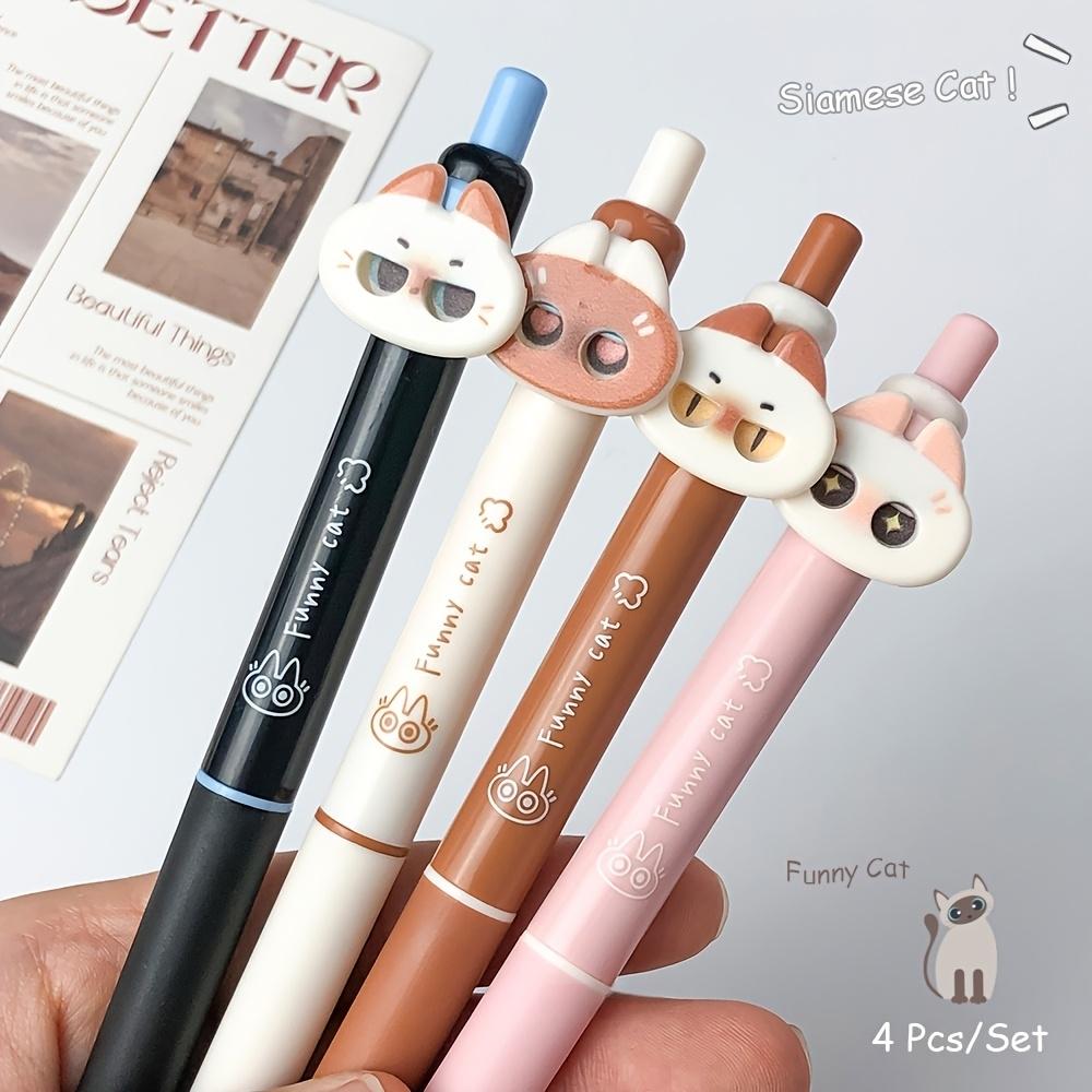

Set of 4 Siamese Cat Gel Pens 0.5mm Tip Quick-Drying Ink Ergonomic Design Adorable Cats for Creative Writing
