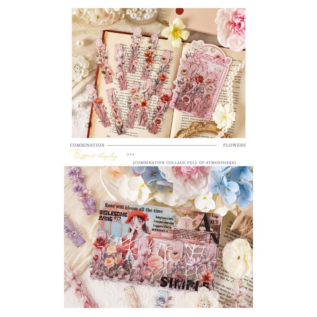 Vintage Floral Stickers 20 Pieces Envelope Decals Hand Account Decals For Students Journaling Scrapbooking Card Making Laptop