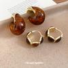Boucles d'oreilles clous en résine argentée forme C automne et hiver Maillard rétro polyvalentes boucles d'oreilles luxe discret caractère niche