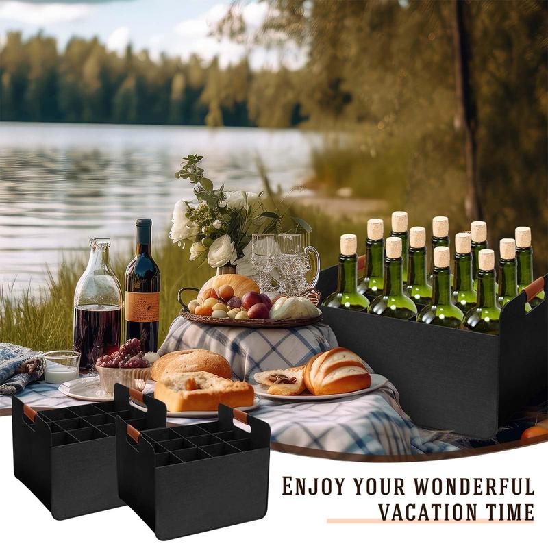 12 Bottle Felt Wine Carrier Tote Reusable Grocery Bags  Felt Red Wine Storage Bag For Travel Camping Picnic Protective Wine Bag
