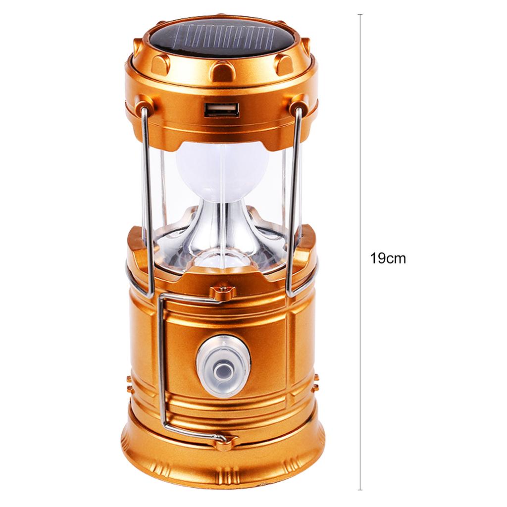 Solar Camping Lantern Collapsible LED Solar USB Rechargeable Lantern Flashlight Emergency Hanging Lights for Outdoor Camping