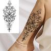 1 Sheet Black Henna Mandala Fake Jewels Temporary Sleeve Tattoos For Women Girls Forearm Waist Chest Back Tattoo Sticker Decal