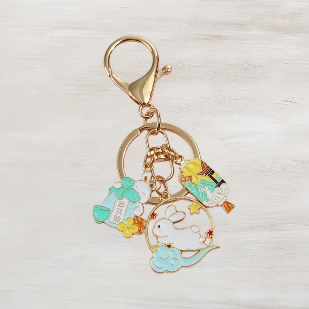 Enamel Metal Metal Key Ring Cartoon Design Enamel Pendant Rabbit Key Chain  Backpack Decor