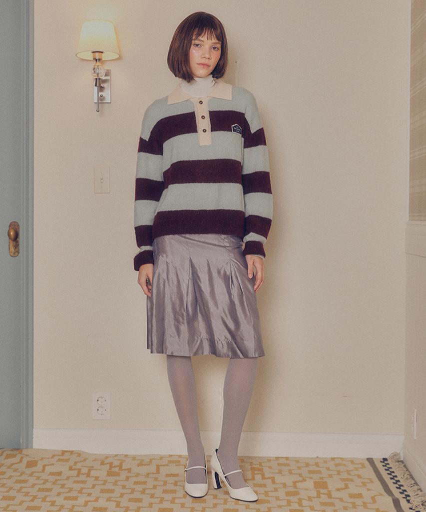 MELLY&ROSE Sunset Wide Stripe Polo Knit (310254)_Mint