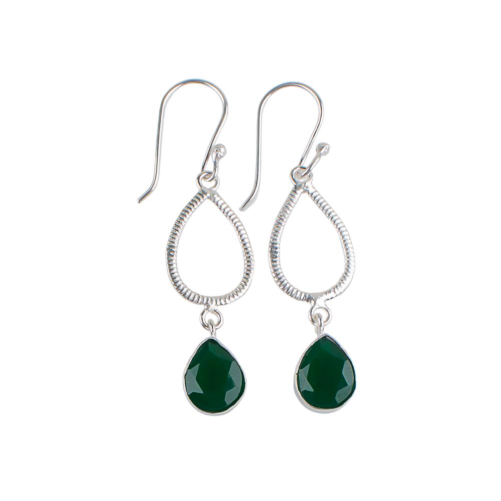 Natural Green Onyx Gemstone 925 Sterling Silver Jewelry Handmade Earrings 1.90" EE-16-18