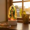 Guadalupe Virgin Prayer Lamp with Base Collectible Ornament LED Catholic Table Lamp USB Powered for Believers Mom Women Gifts