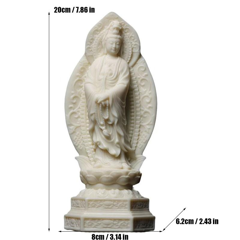 Imitation Ivory Guanyin Bodhisattva Statue Chinese Buddhism   Feng Shui Decoration Home  Buddhist Altar Ornament