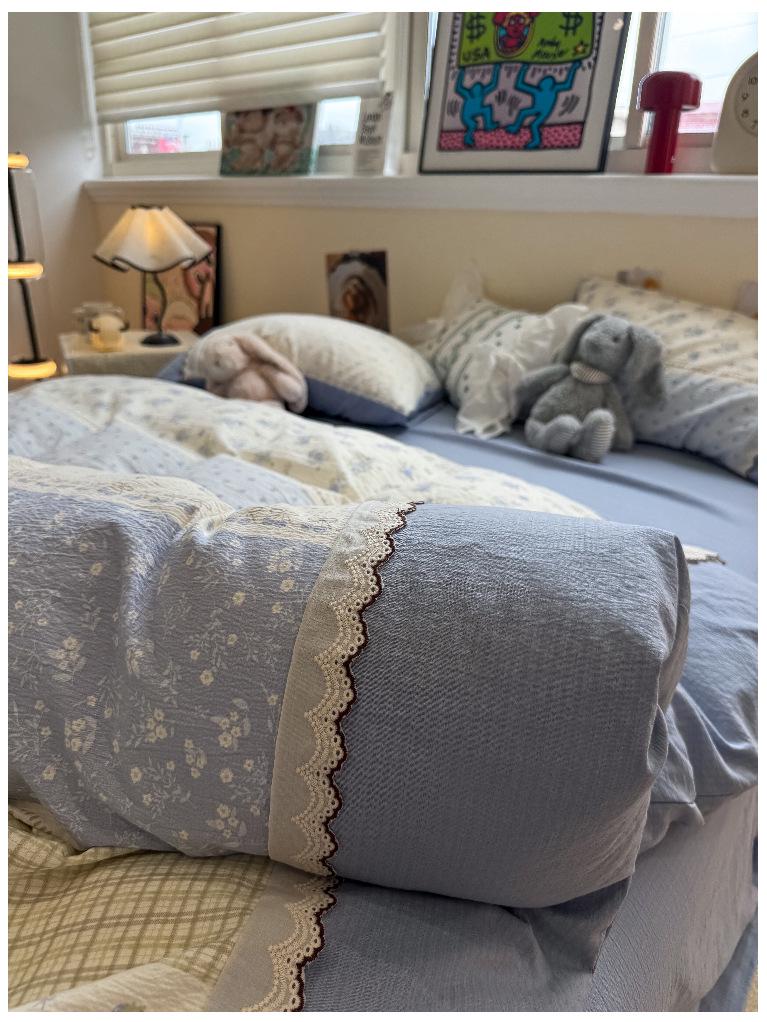 Korean Soft Crinkled Gauze Lace 4-Piece Bedding Set