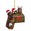 Festival Dachshund Hanging Charm Acrylic Christmas Tree and Car Interior Decoration Decorative Pendant for Indoor