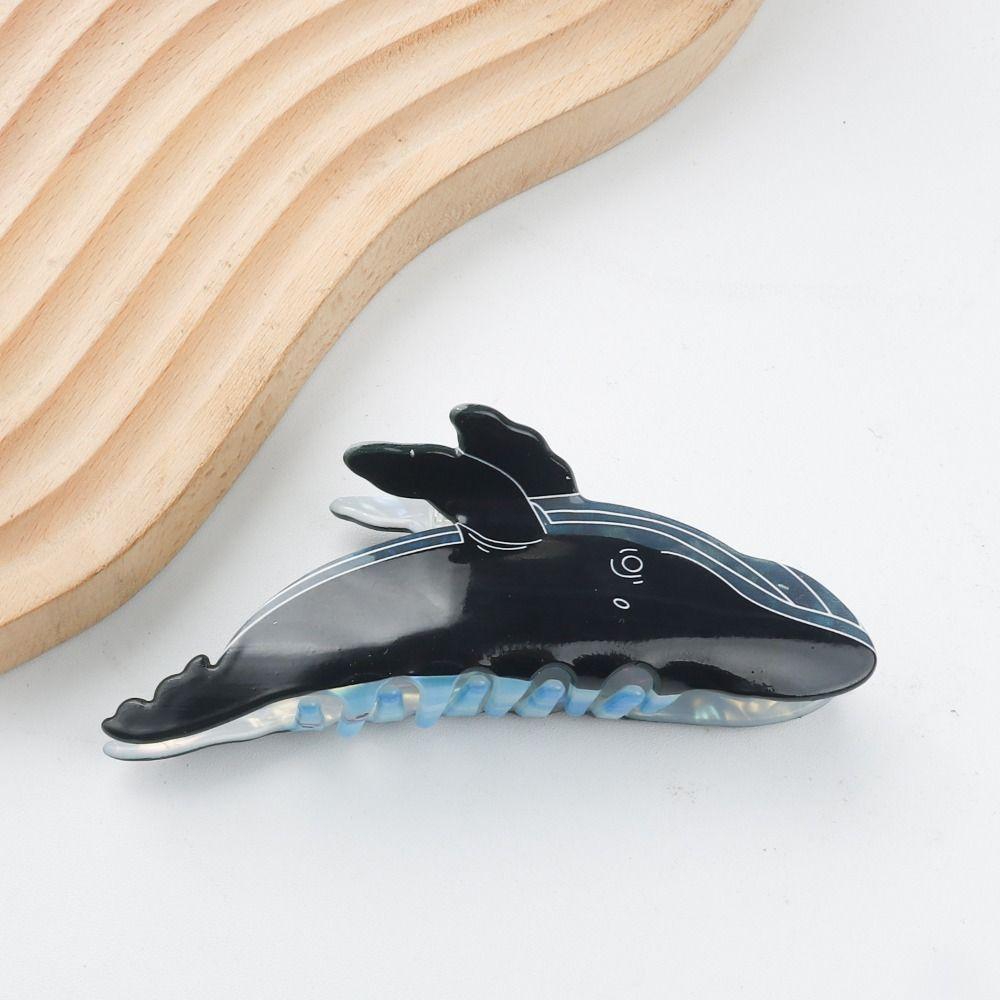 Whale Dolphin Hair Clip Blue Sea Creature Animal Hair Claw Creative   Girl