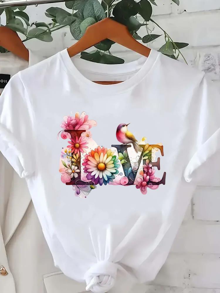 (Asian Size) trend butterfly cute Women Printed Lady Casual Short Sleeve T Tee Top Clothing Shirt Fashion Female Graphic T-shirts
