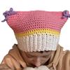 Fashion Beanie Hat for Women Girls Cat Ear Knit Hat Lovely Anime Skull Hat Y2K Moom Crochet Bonnet Hat Punk Headdress