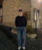 CUZNELLO Soft Saddle Crewneck Knit_Black