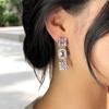 Geometric Diamond Tassel Earrings – Elegant Korean Luxury Jewelry for Women.
