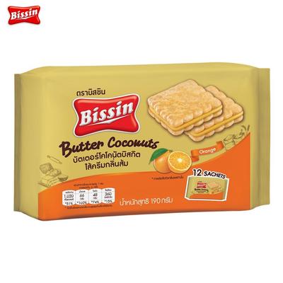 Bissin Orangenbutter-Kokos-Keks 12 Beutel 190 g x 1 Stk. / 3 Stk. / 6 Stk. - Thai Snacks