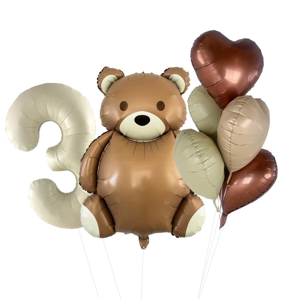 Matte Bear Aluminum Film Balloon Set Love Digital Children'S Birthday Party Decoration Decoration Bear Birthday Party