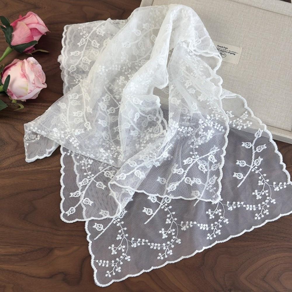 Embroidered Design Hollow Lace Scarf Lace Material Photo-Ready Shawl  Sun Protection