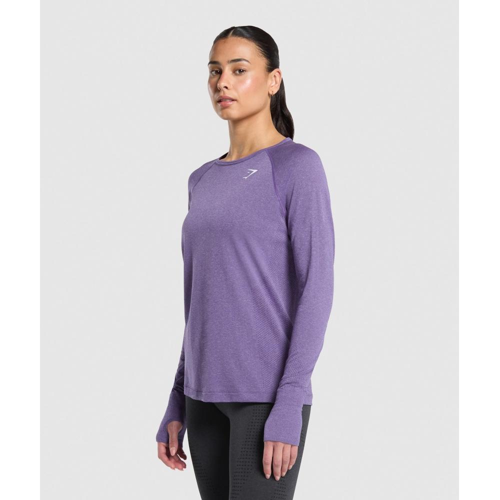 Gymshark Vital Seamless 2.0 Light Long Sleeve Top Functional Purple Marl B4a8c Pb8h